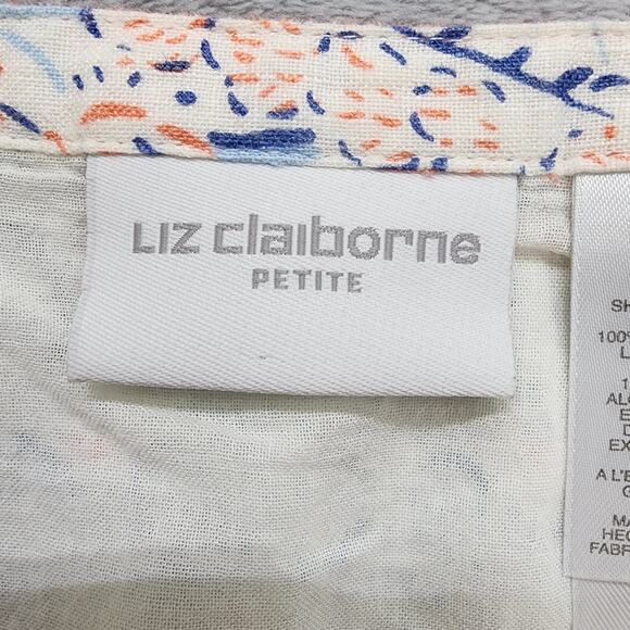 Vintage 90s Liz Claiborne Skirt Size 10 PETITE Linen A-Line Bow Office Preppy - Picture 3 of 9